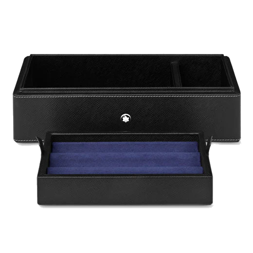 Montblanc Black Saffiano Leather Desk Box for 3 Pens & Ink Bottle - Image 2