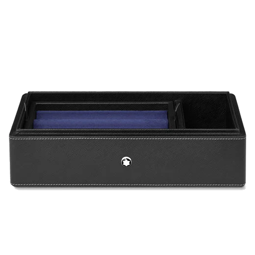 Montblanc Black Saffiano Leather Desk Box for 3 Pens & Ink Bottle - Image 3
