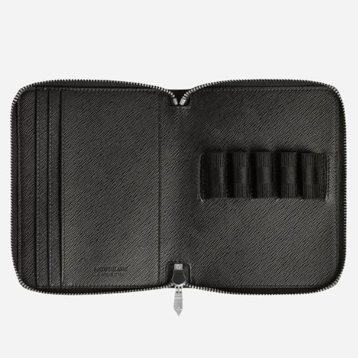 Montblanc Black Sartorial Leather 5-Pen Pouch with Zip - Image 4