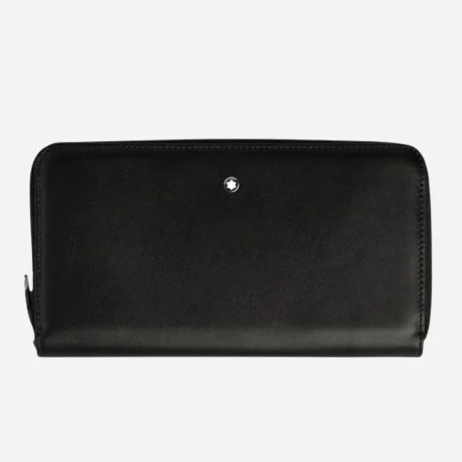 Montblanc Black Soft Leather Zip Around 12CC Wallet