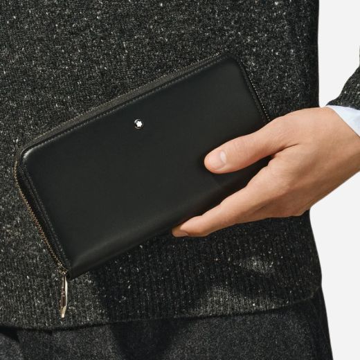 Montblanc Black Soft Leather Zip Around 12CC Wallet - Image 5