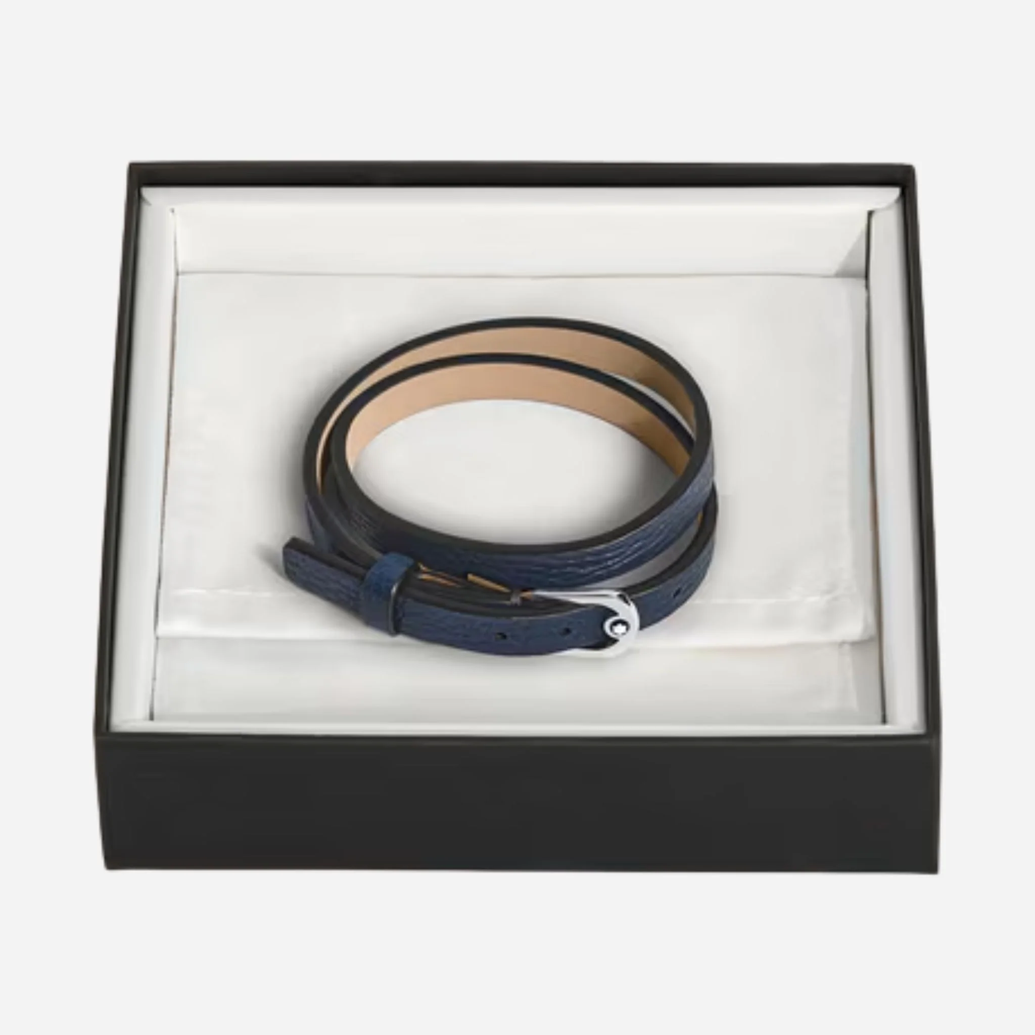 Montblanc Blue Grain Leather Bracelet with Horseshoe Buckle - Image 2