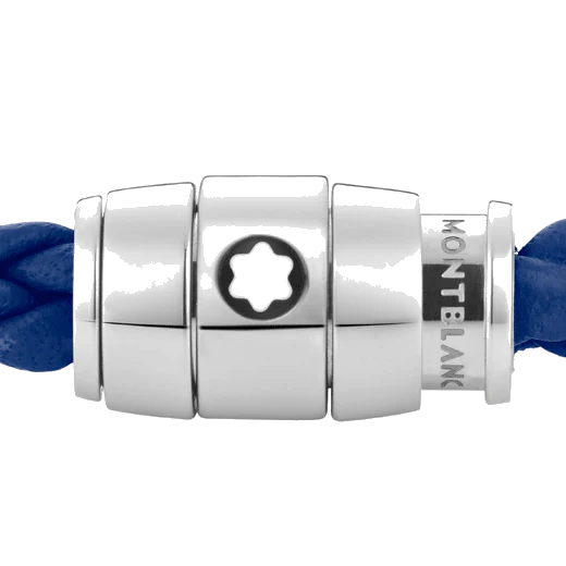 Montblanc Blue Woven Leather Bracelet Steel 3 Ring Fastening - Image 2
