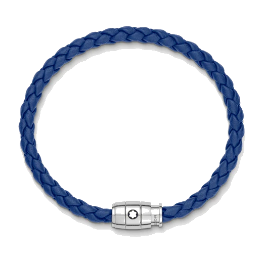 Montblanc Blue Woven Leather Bracelet Steel 3 Ring Fastening - Image 3
