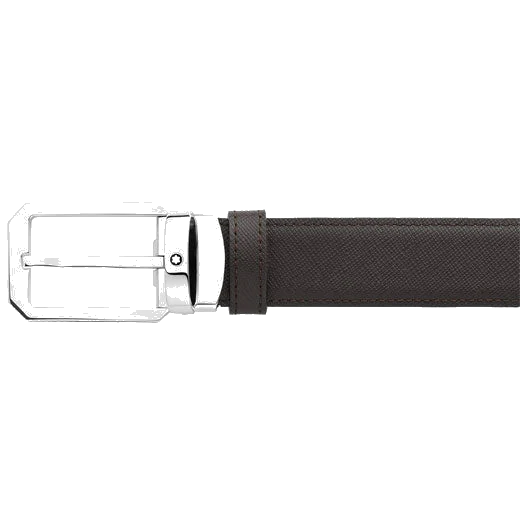 Montblanc Business Line Trapeze Stainless Steel & Black/Brown Saffiano Pin Buckle Belt - Image 3