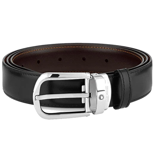 Montblanc Curved Horseshoe Reversible Black/Brown Business Line Belt