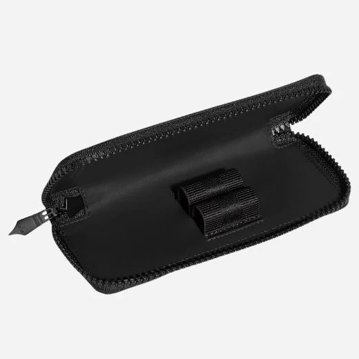 Montblanc Extreme 3.0 Black Leather Two Pen Pouch with Zip - Image 4
