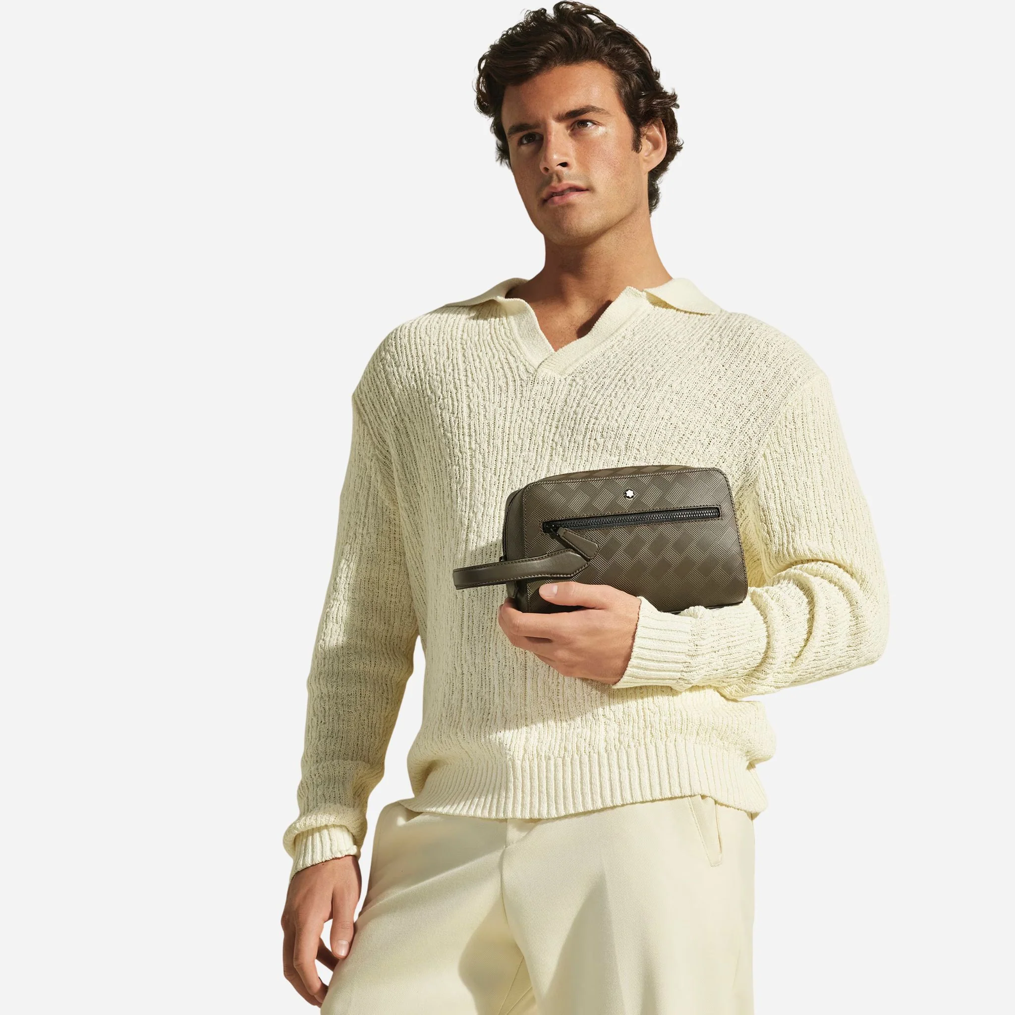 Montblanc Extreme 3.0 Khaki Leather Clutch Wash Bag - Image 8