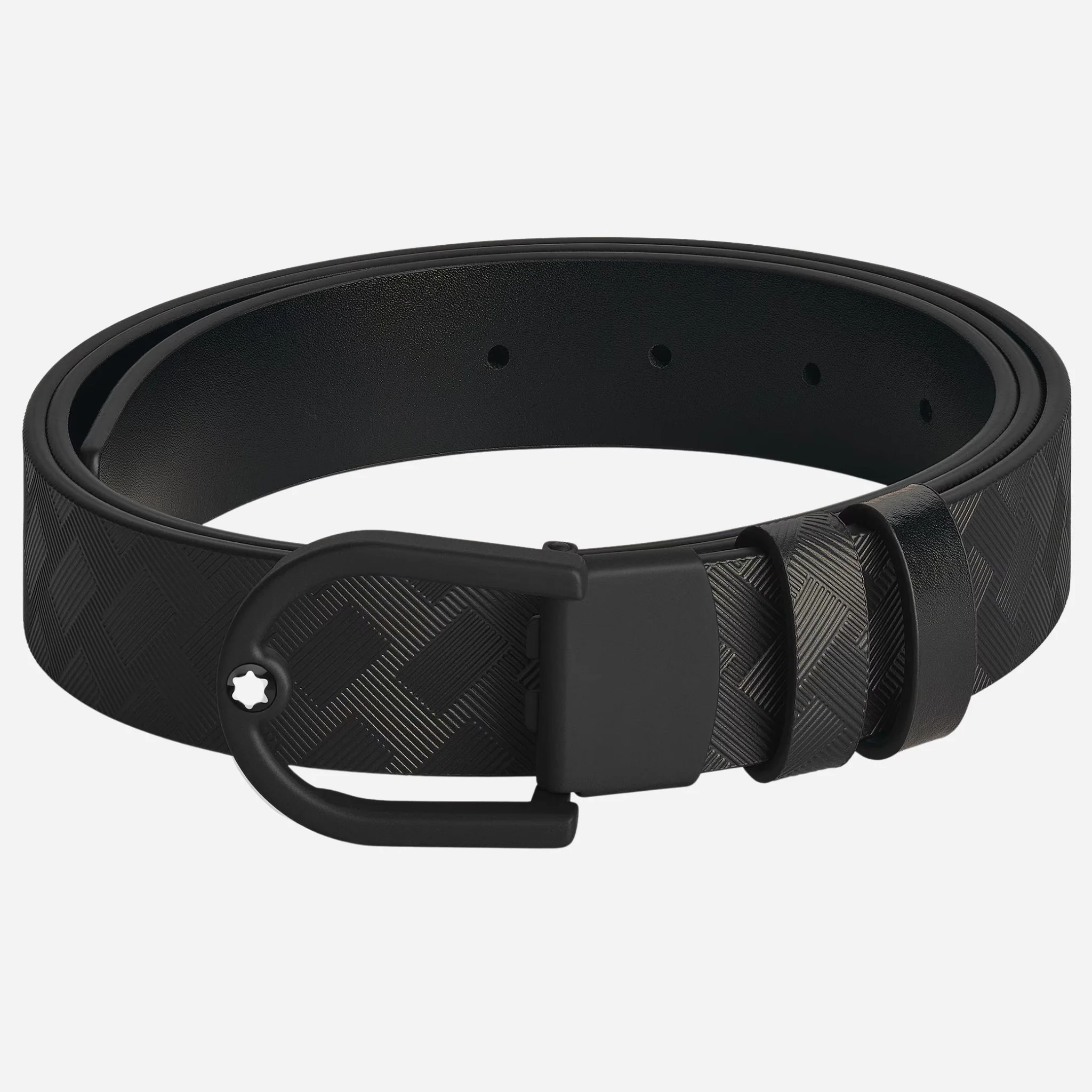 Montblanc Extreme 3.0 & Meisterstück Black Leather Reversible Belt with PVD Rubberized Horseshoe Buckle