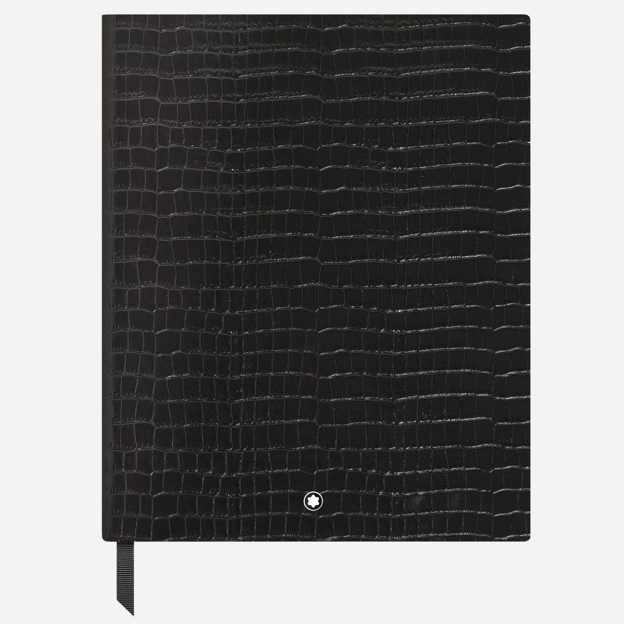 Montblanc Fine Stationery Large Black Croco-Embossed Leather Notebook with Lined Pages