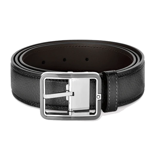 Montblanc Grey Sfumato 35mm Rectangular Ruthenium Pin Buckle Belt