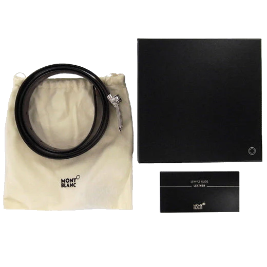 Montblanc Horse Shoe Pin Buckle Reversible Black/Brown Leather Belt - Image 7