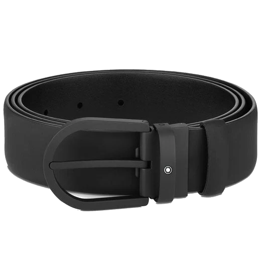 Montblanc Horseshoe Black Rubberised Pin Buckle Belt
