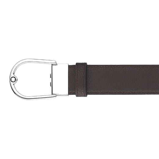 Montblanc Horseshoe Buckle Reversible Grainy Leather Belt in Ebony/Black - Image 3
