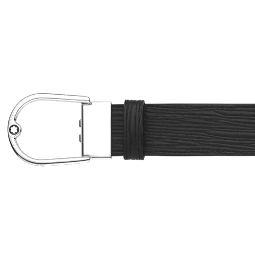 Montblanc Horseshoe Palladium Buckle Reversible Black Leather Belt - Image 3