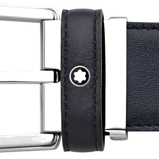 Montblanc Horseshoe Stainless Steel Blue Pin Buckle Belt - Image 2