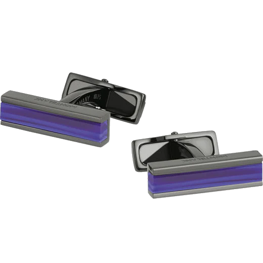 Montblanc Iconic Black PVD and Blue Glass Bar Cufflinks