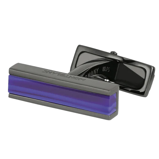 Montblanc Iconic Black PVD and Blue Glass Bar Cufflinks - Image 2