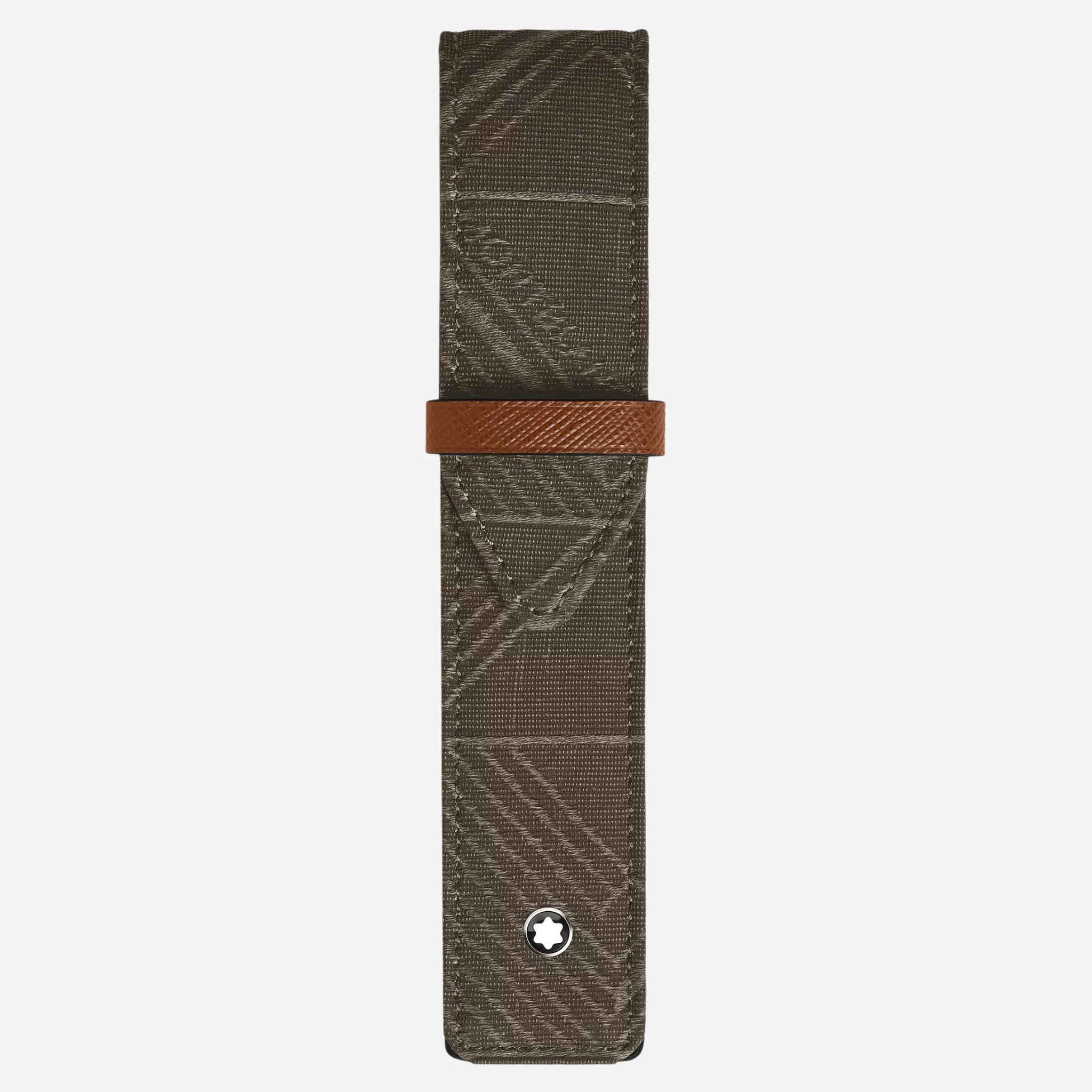 Montblanc Khaki 4810 Jacquard and Fauve Saffiano Leather Envelope 1-Pen Pouch