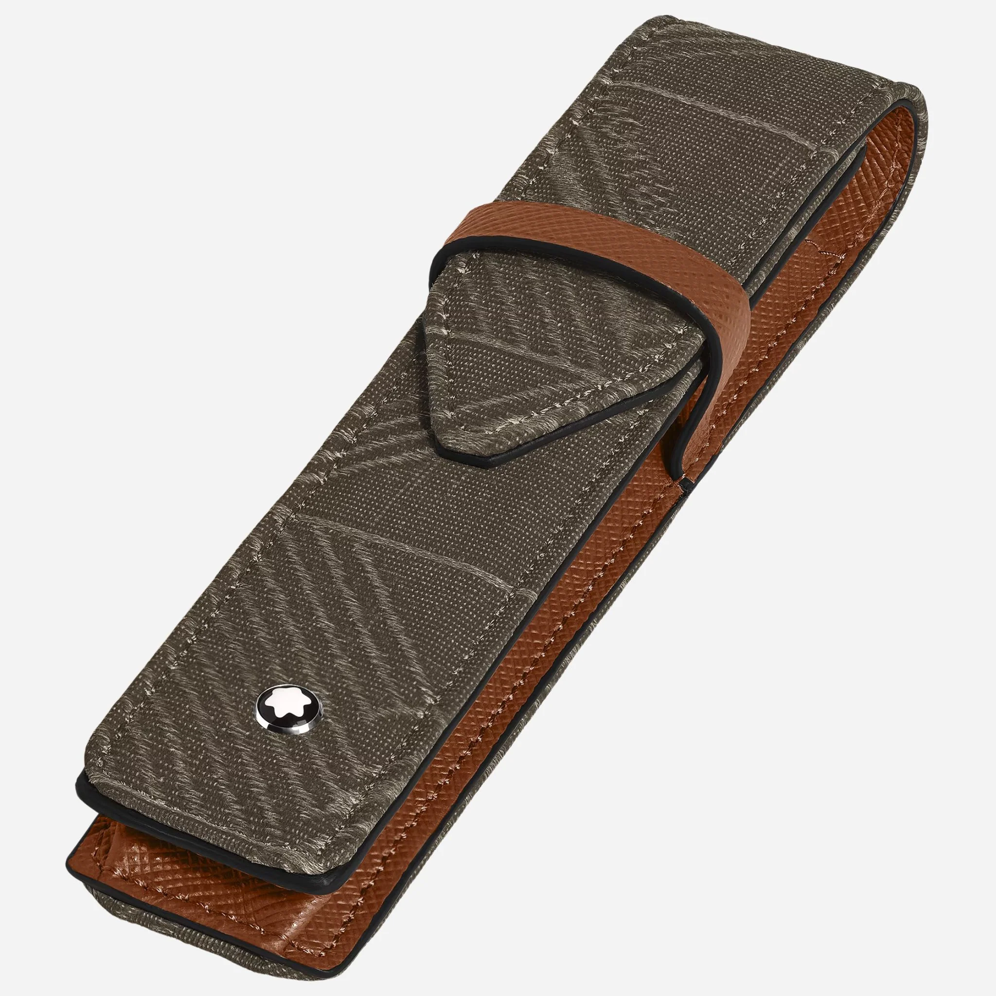 Montblanc Khaki 4810 Jacquard and Fauve Saffiano Leather Envelope 1-Pen Pouch - Image 3