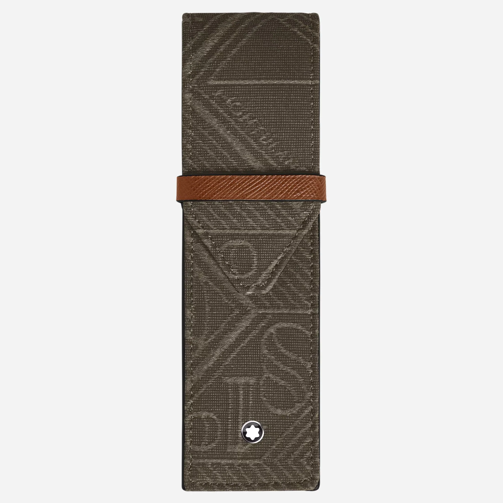 Montblanc Khaki 4810 Jacquard and Fauve Saffiano Leather Envelope 2-Pen Pouch