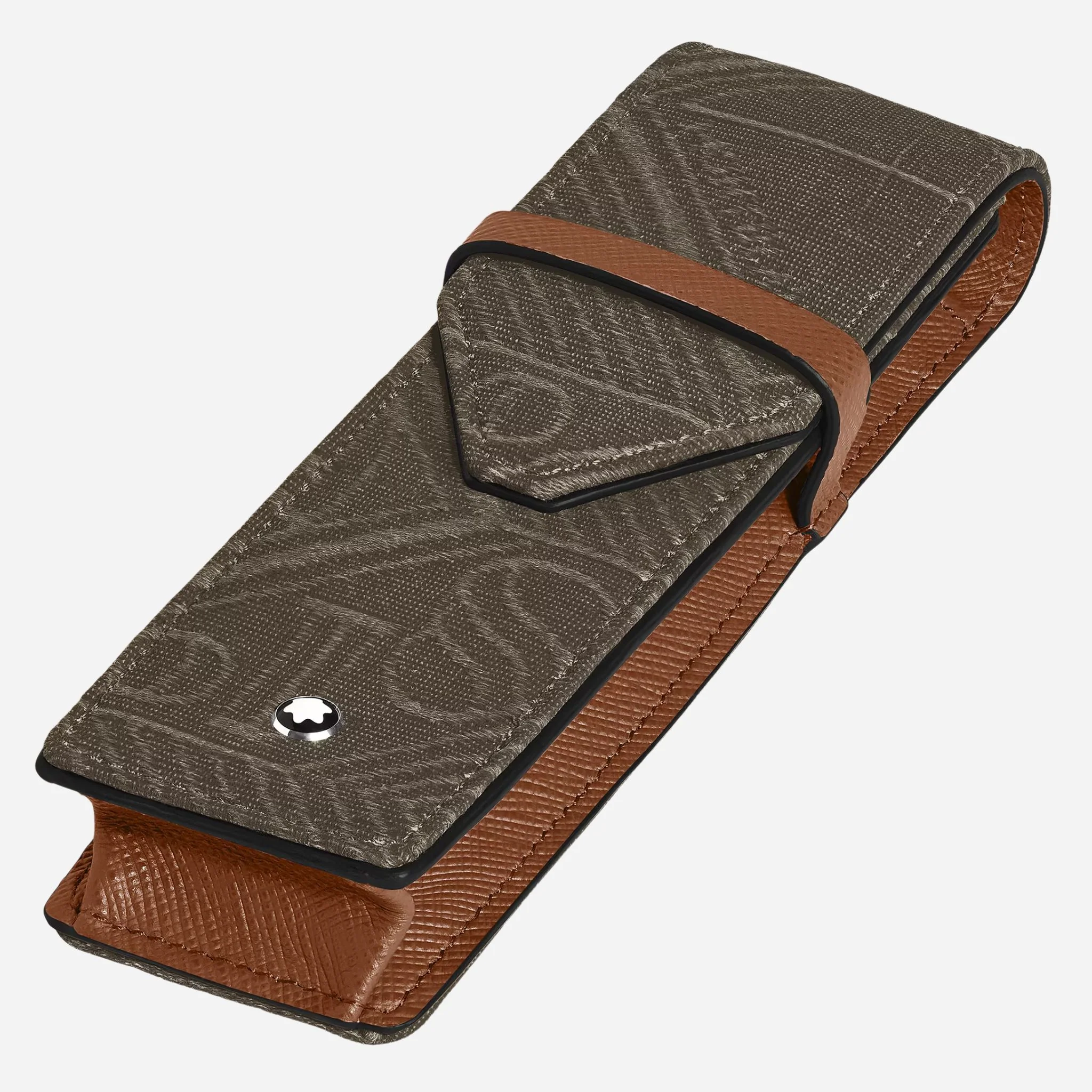 Montblanc Khaki 4810 Jacquard and Fauve Saffiano Leather Envelope 2-Pen Pouch - Image 3