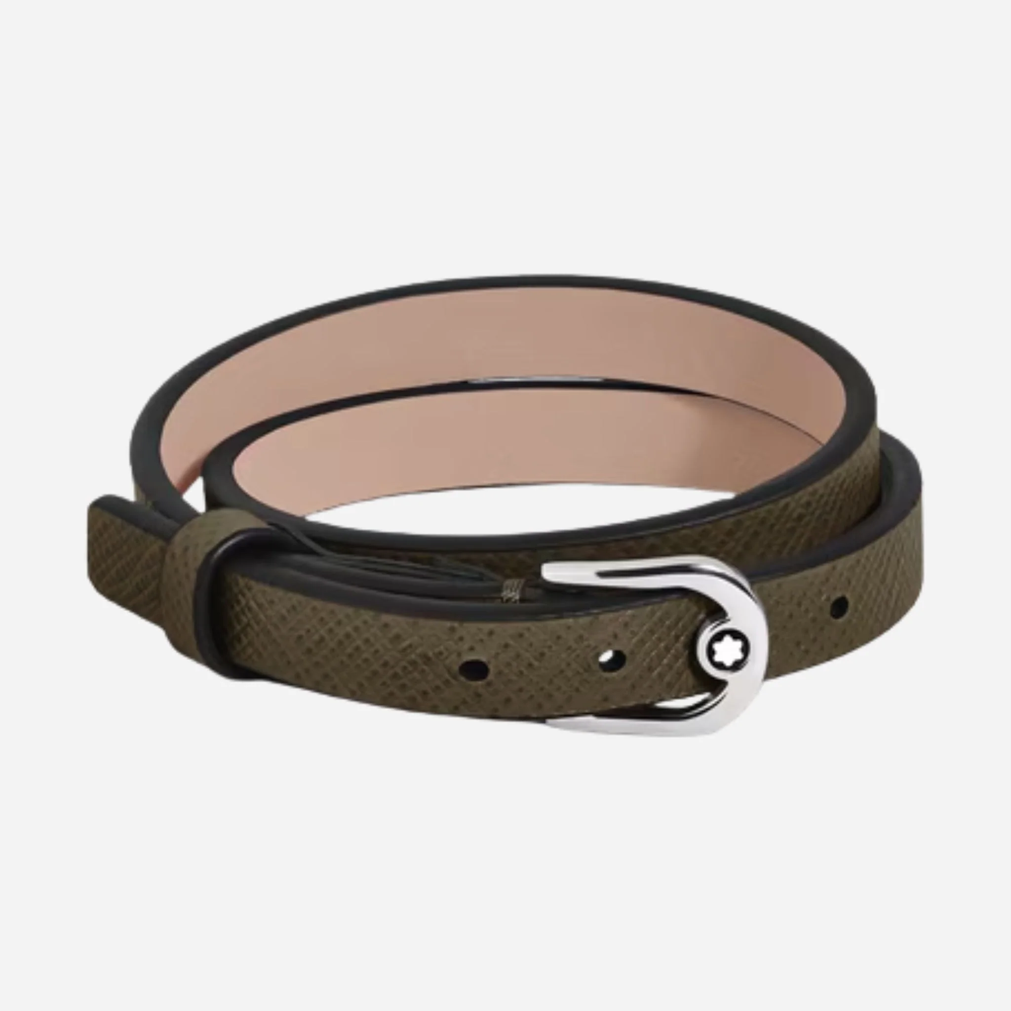 Montblanc Khaki Sartorial Leather Bracelet with Horseshoe Buckle