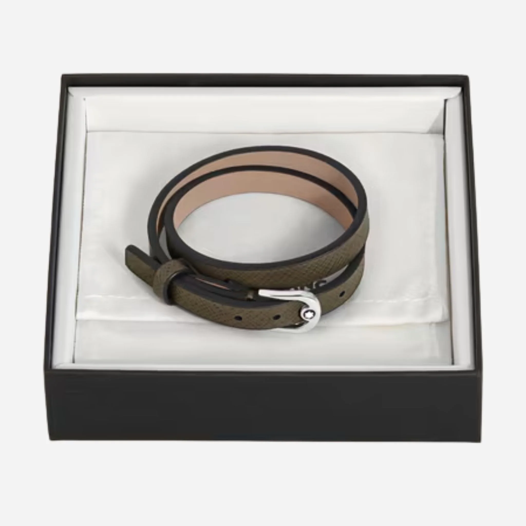 Montblanc Khaki Sartorial Leather Bracelet with Horseshoe Buckle - Image 3