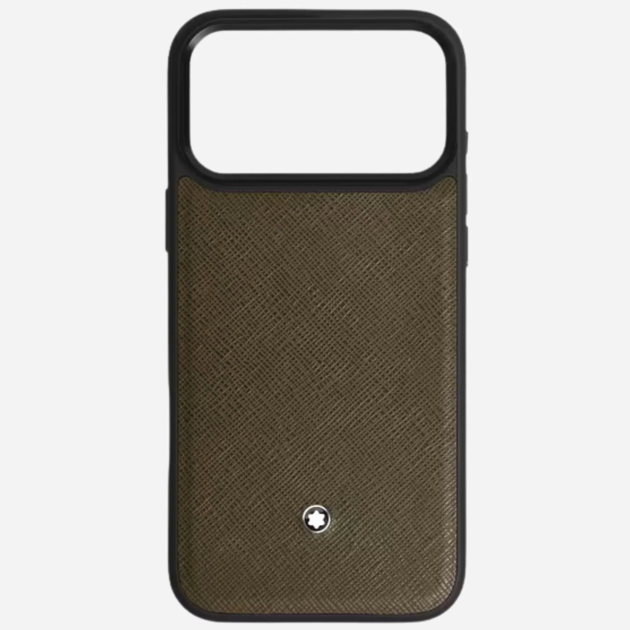 Montblanc Khaki Sartorial Leather Hardshell Case for iPhone 17 Pro Max
