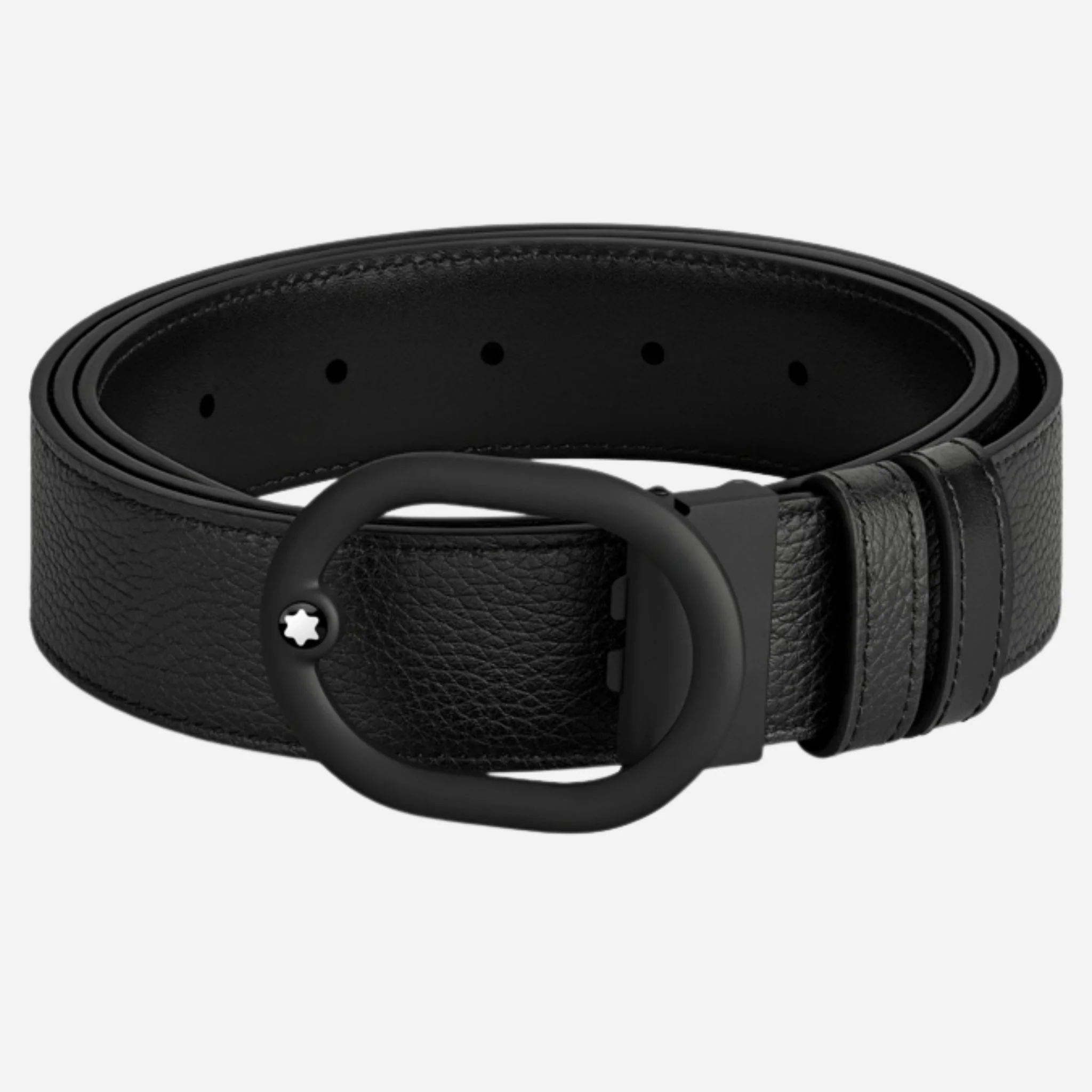 Montblanc L'Ovale PVD Buckle Reversible Black Leather Belt