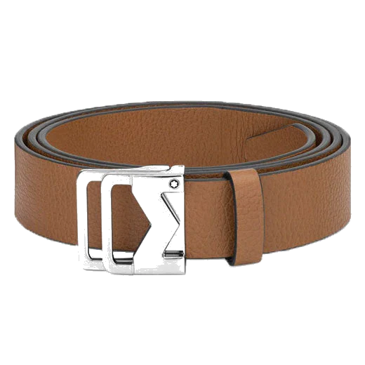 Montblanc 'M' Pin Buckle Caramel Grained Leather Belt, 35 mm