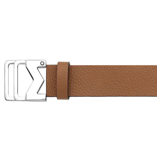 Montblanc 'M' Pin Buckle Caramel Grained Leather Belt, 35 mm - Image 2