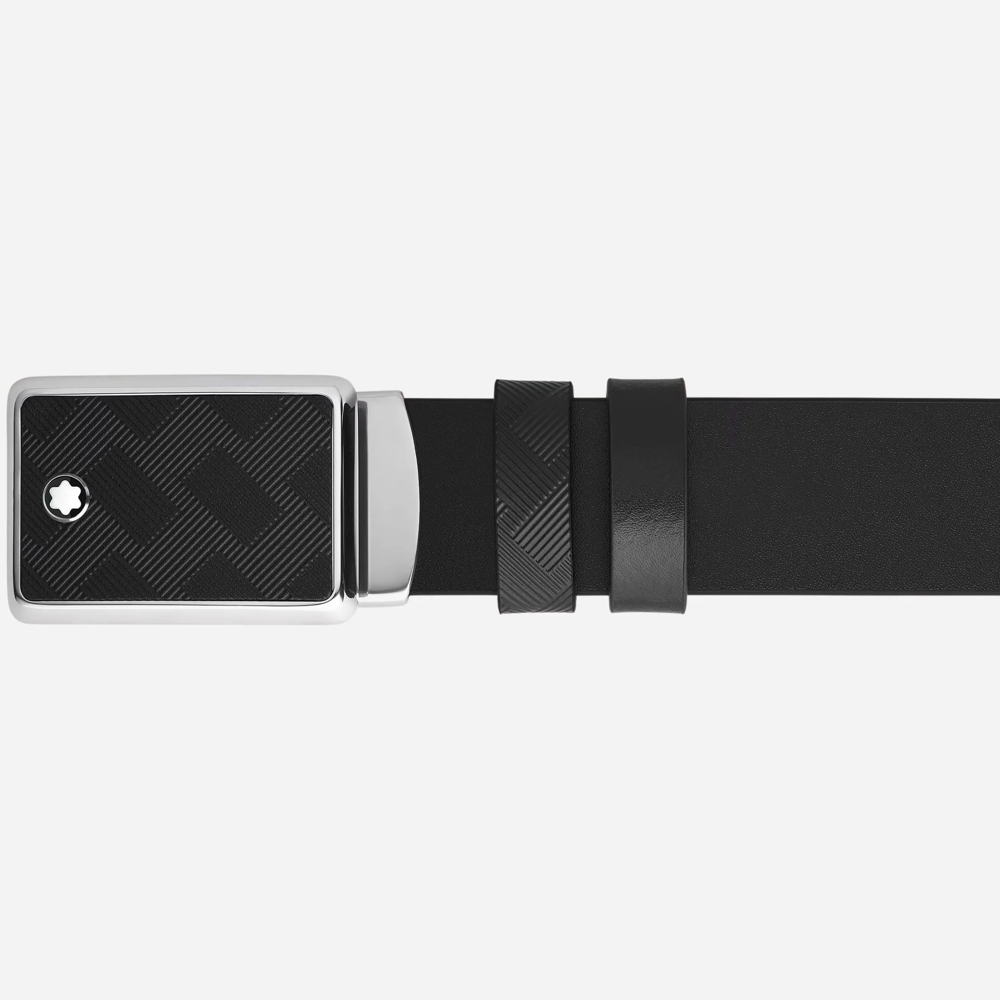 Montblanc Marquetry Plate Buckle 35 mm Reversible Black Leather Belt - Image 2
