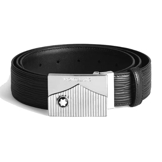 Montblanc Meisterstück Palladium-Plated Black Leather Belt 35mm