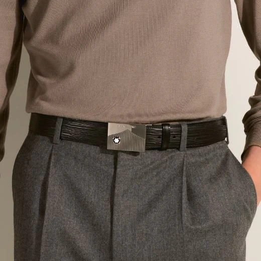 Montblanc Meisterstück Palladium-Plated Black Leather Belt 35mm - Image 3