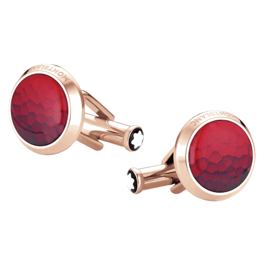 Montblanc Meisterstück Rose Gold Cufflinks with Red Lacquer