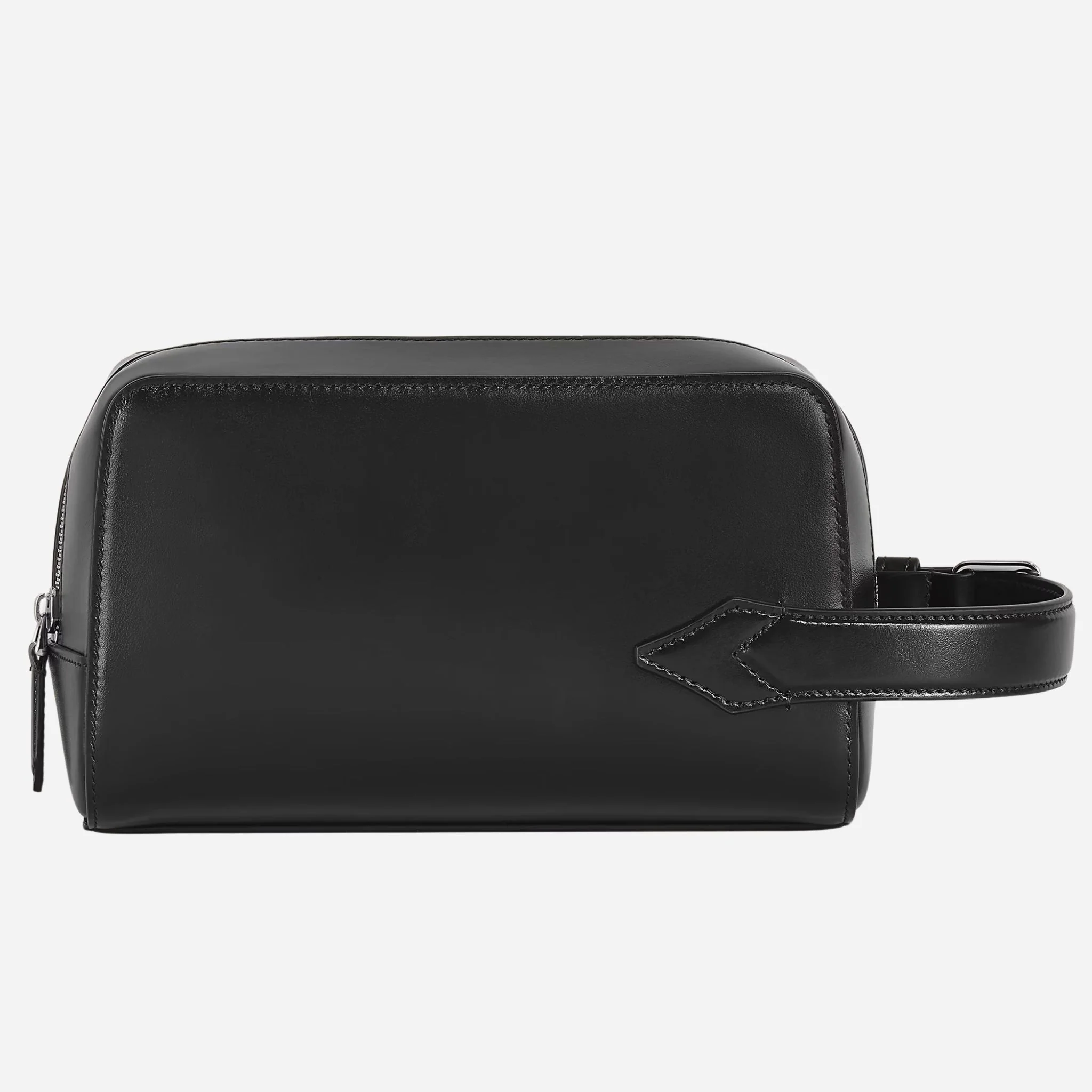 Montblanc Meisterstück Smooth Black Leather Wash Bag with Strap and Nib-Shaped Detailing - Image 2