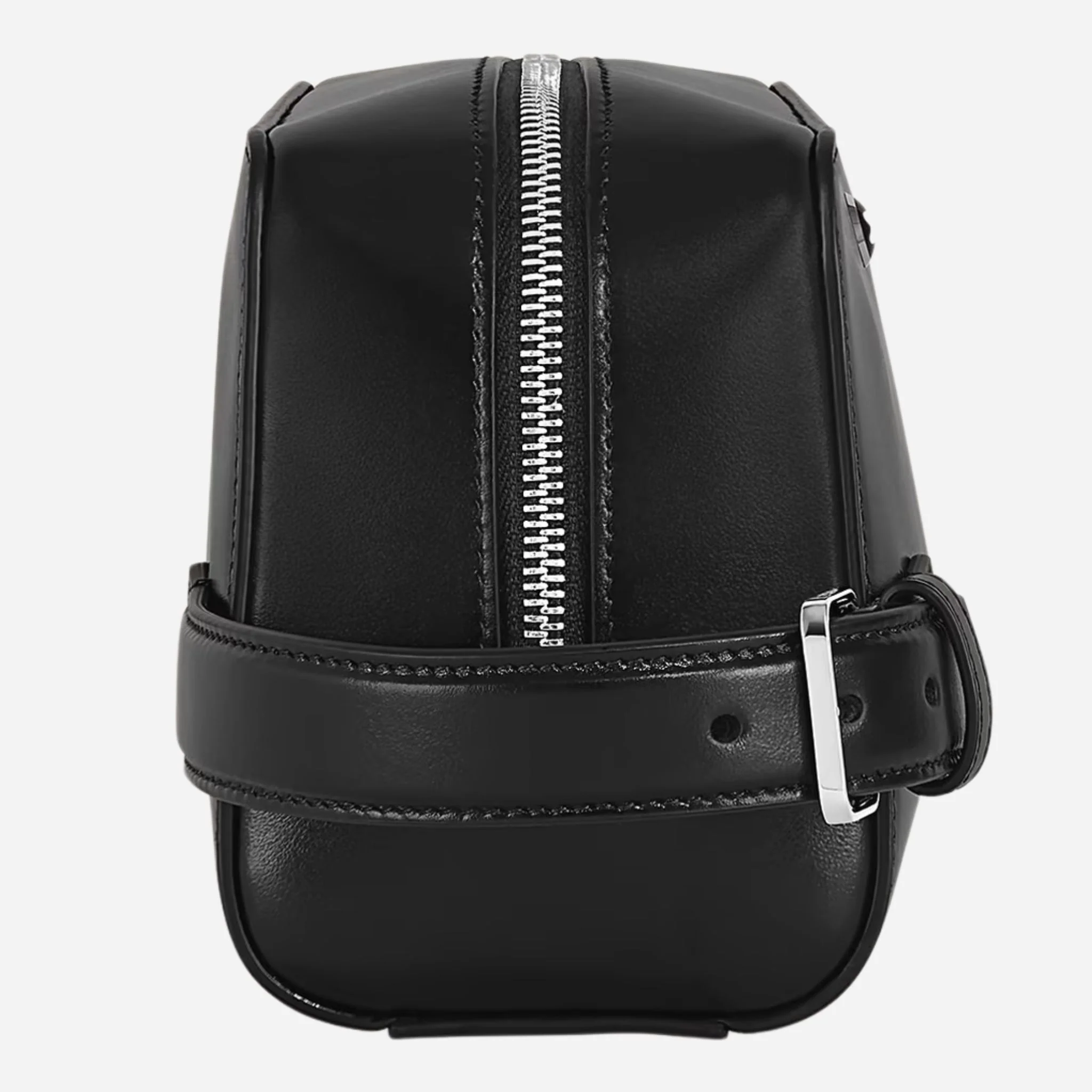 Montblanc Meisterstück Smooth Black Leather Wash Bag with Strap and Nib-Shaped Detailing - Image 3