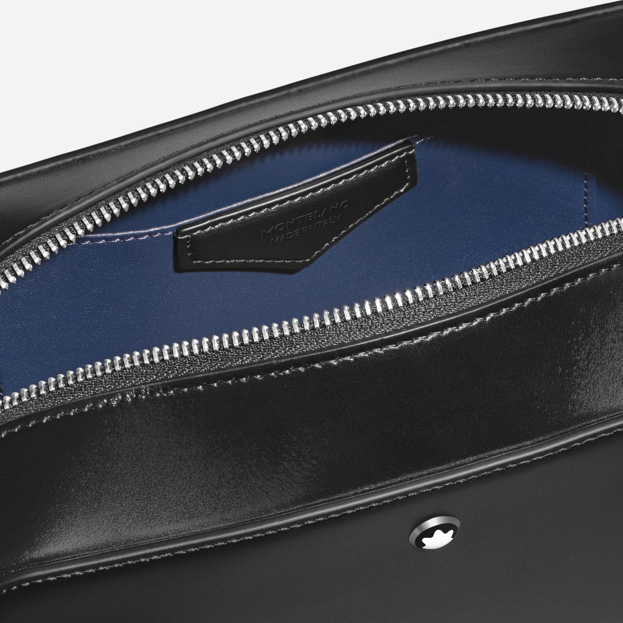 Montblanc Meisterstück Smooth Black Leather Wash Bag with Strap and Nib-Shaped Detailing - Image 5