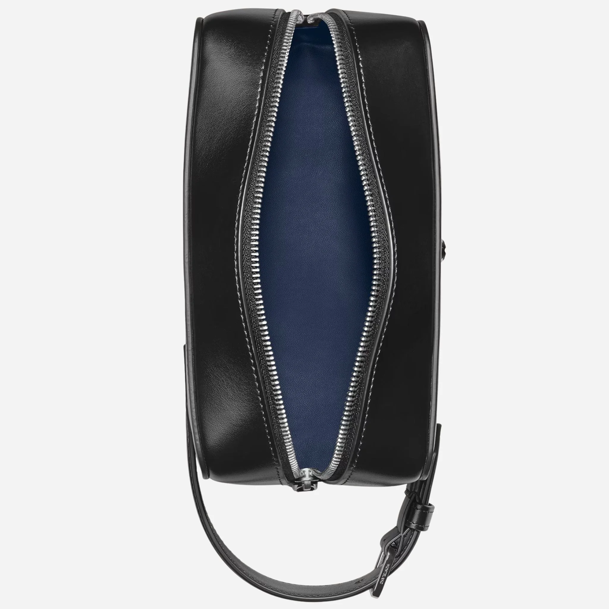 Montblanc Meisterstück Smooth Black Leather Wash Bag with Strap and Nib-Shaped Detailing - Image 6