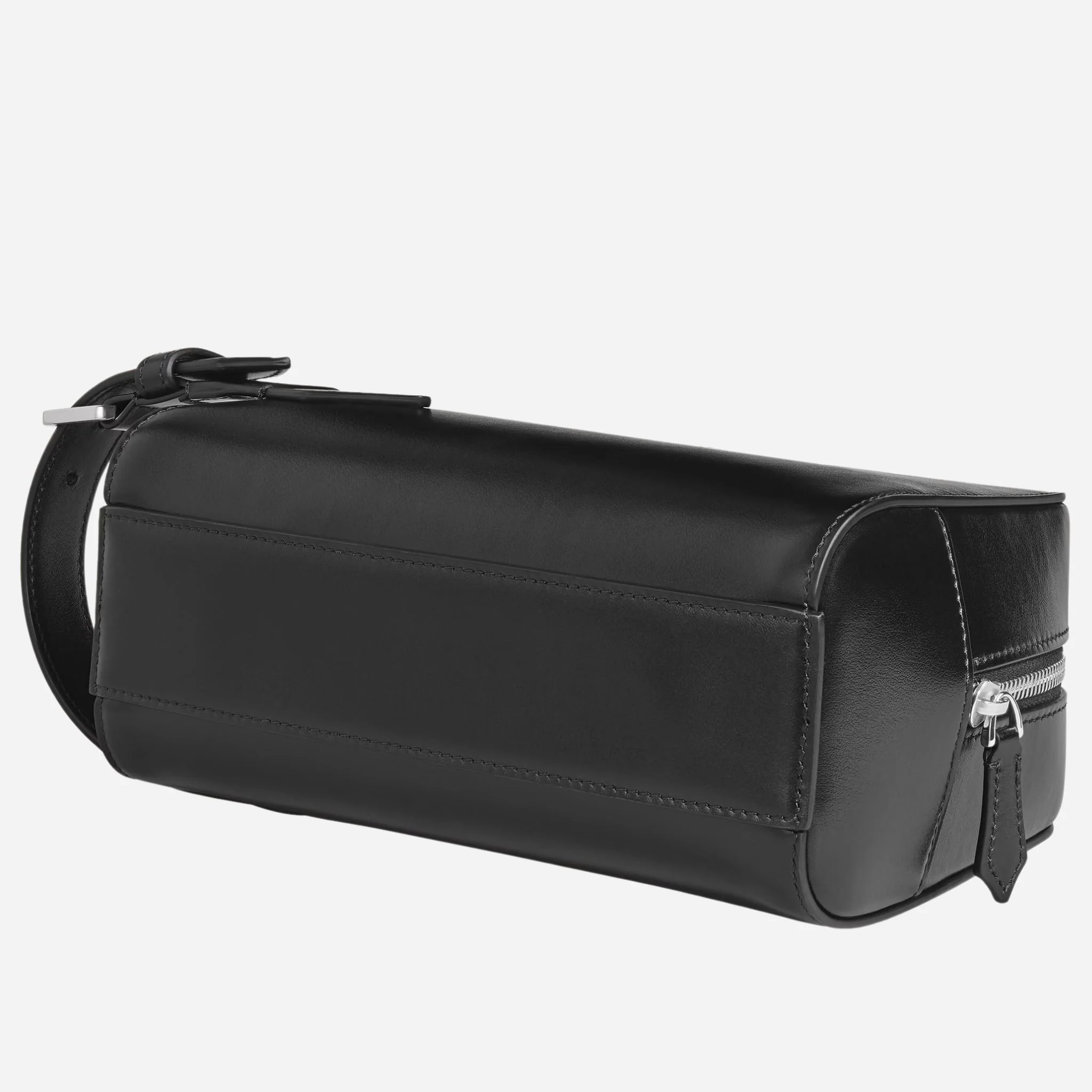 Montblanc Meisterstück Smooth Black Leather Wash Bag with Strap and Nib-Shaped Detailing - Image 7