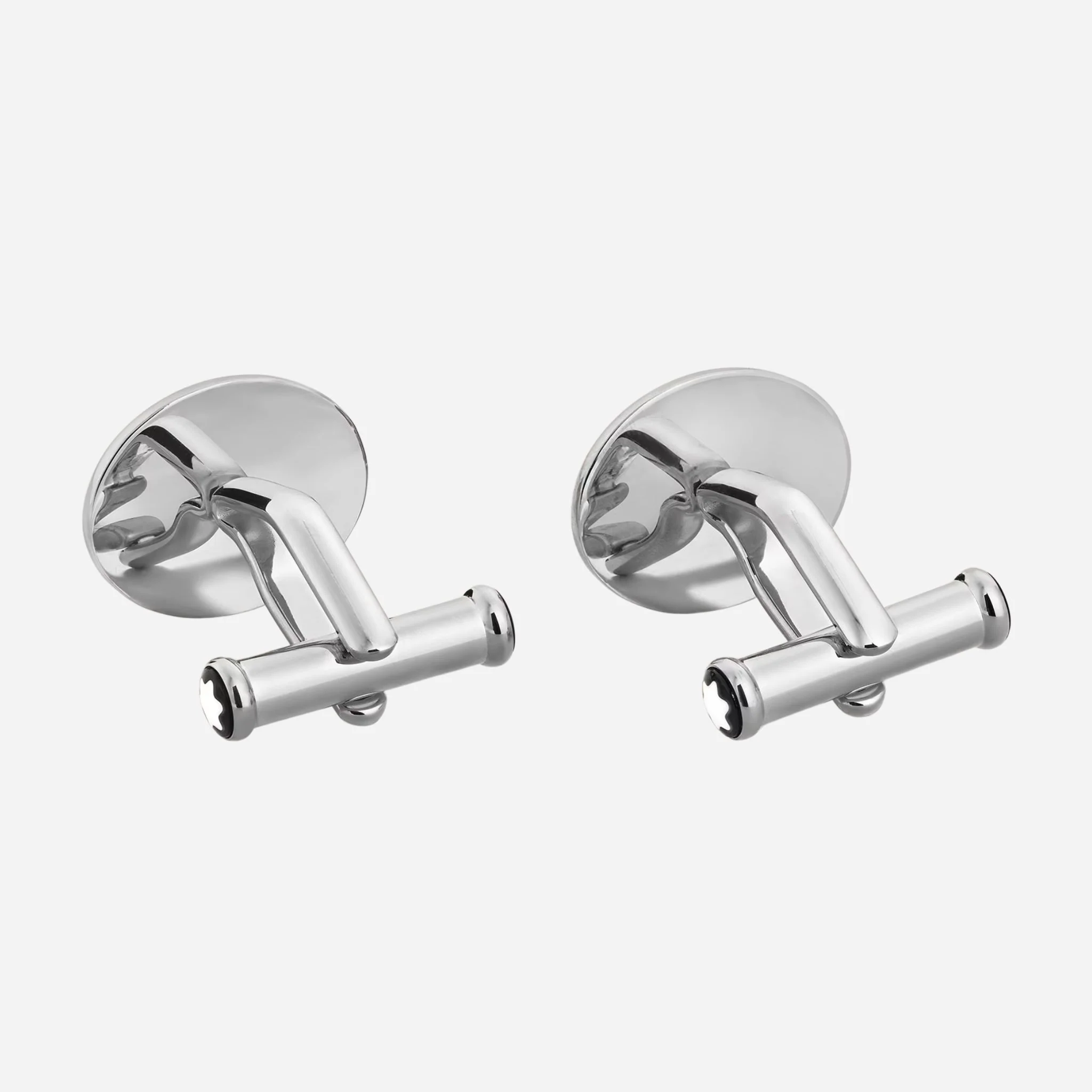 Montblanc Meisterstück Stainless Steel Oval Cufflinks with Black Geometric Lacquer Inlay - Image 2