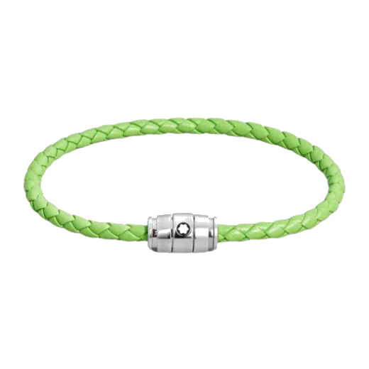 Montblanc Meisterstück Steel 3 Ring Lime Leather Bracelet