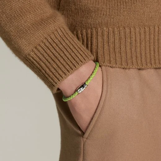Montblanc Meisterstück Steel 3 Ring Lime Leather Bracelet - Image 3