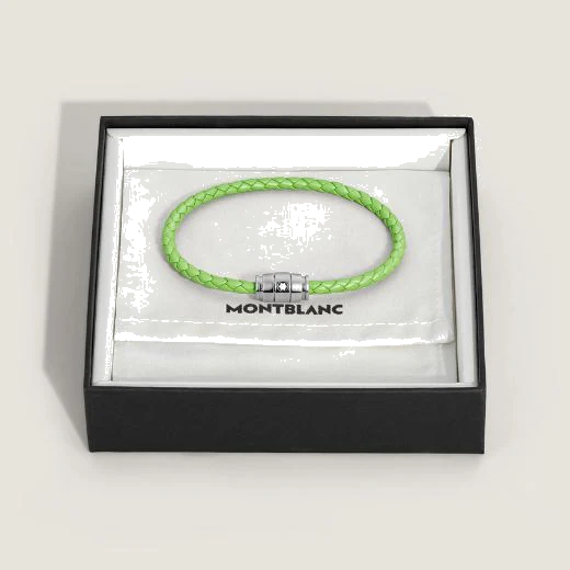 Montblanc Meisterstück Steel 3 Ring Lime Leather Bracelet - Image 4