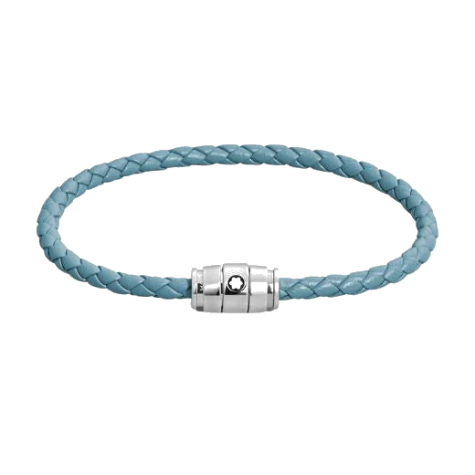 Montblanc Meisterstück Steel 3 Ring Smoky Blue Leather Bracelet