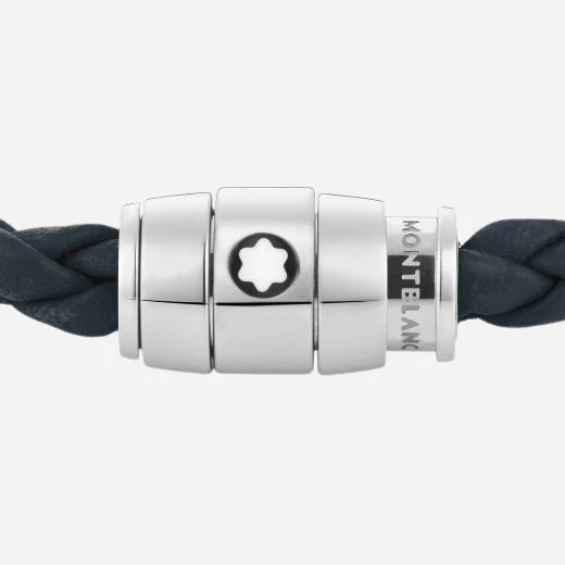 Montblanc Men's Avio Blue Leather and Stainless Steel 3 Ring Bracelet - Image 2