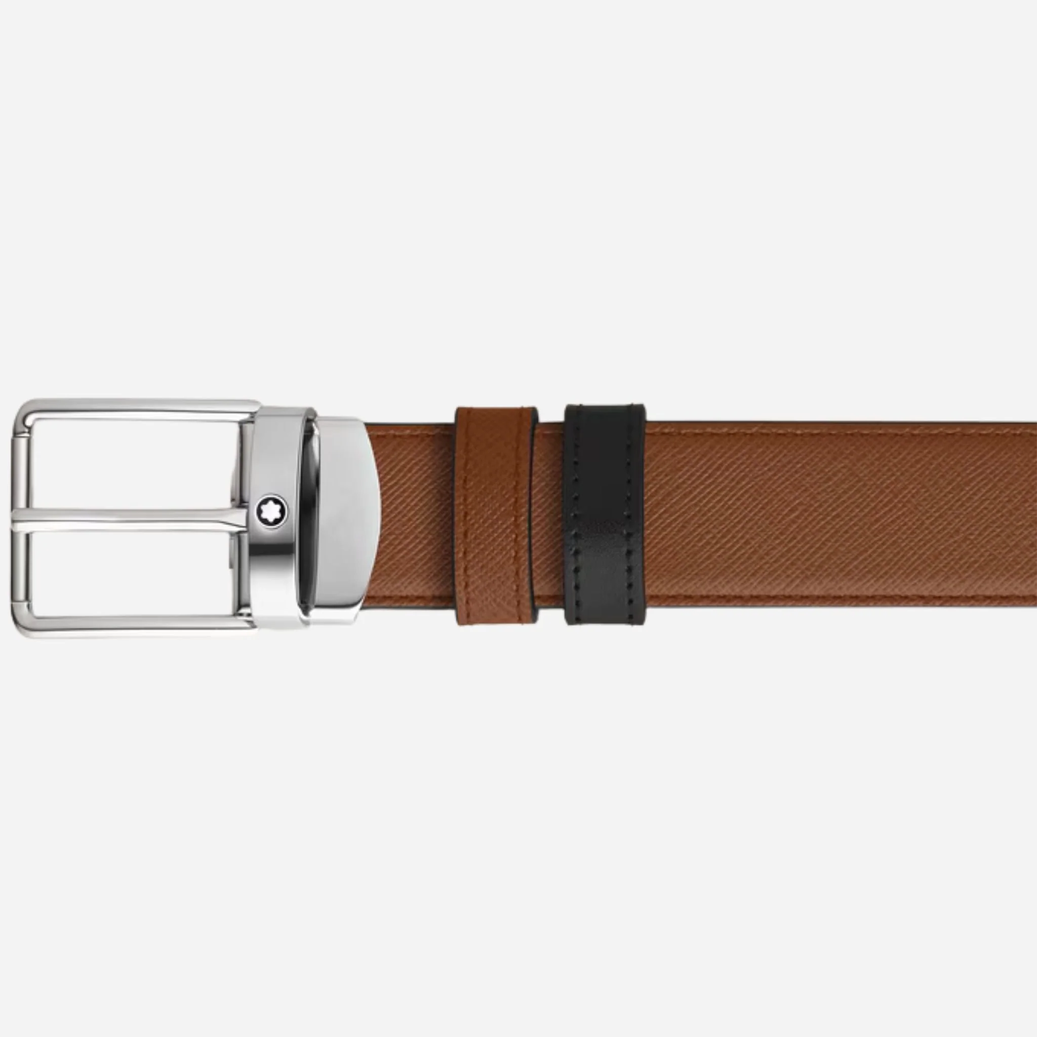 Montblanc Rectangular Buckle Reversible Fauve/Black Leather Belt - Image 3