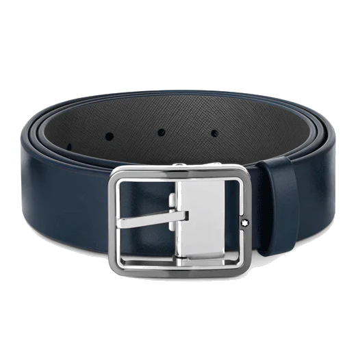 Montblanc Rectangular Ruthenium Pin Buckle Belt Reversible 35mm