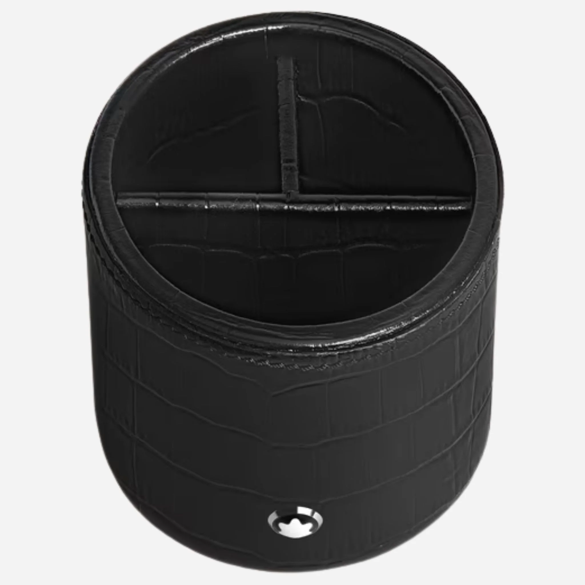 Montblanc Round 3 Compartment Black Croco-Embossed Leather Pen Holder - Image 2